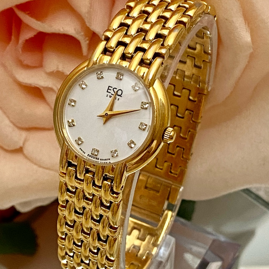 Esq By Movado Diamond Accented Mother Of Pearl Dial Dress Watch